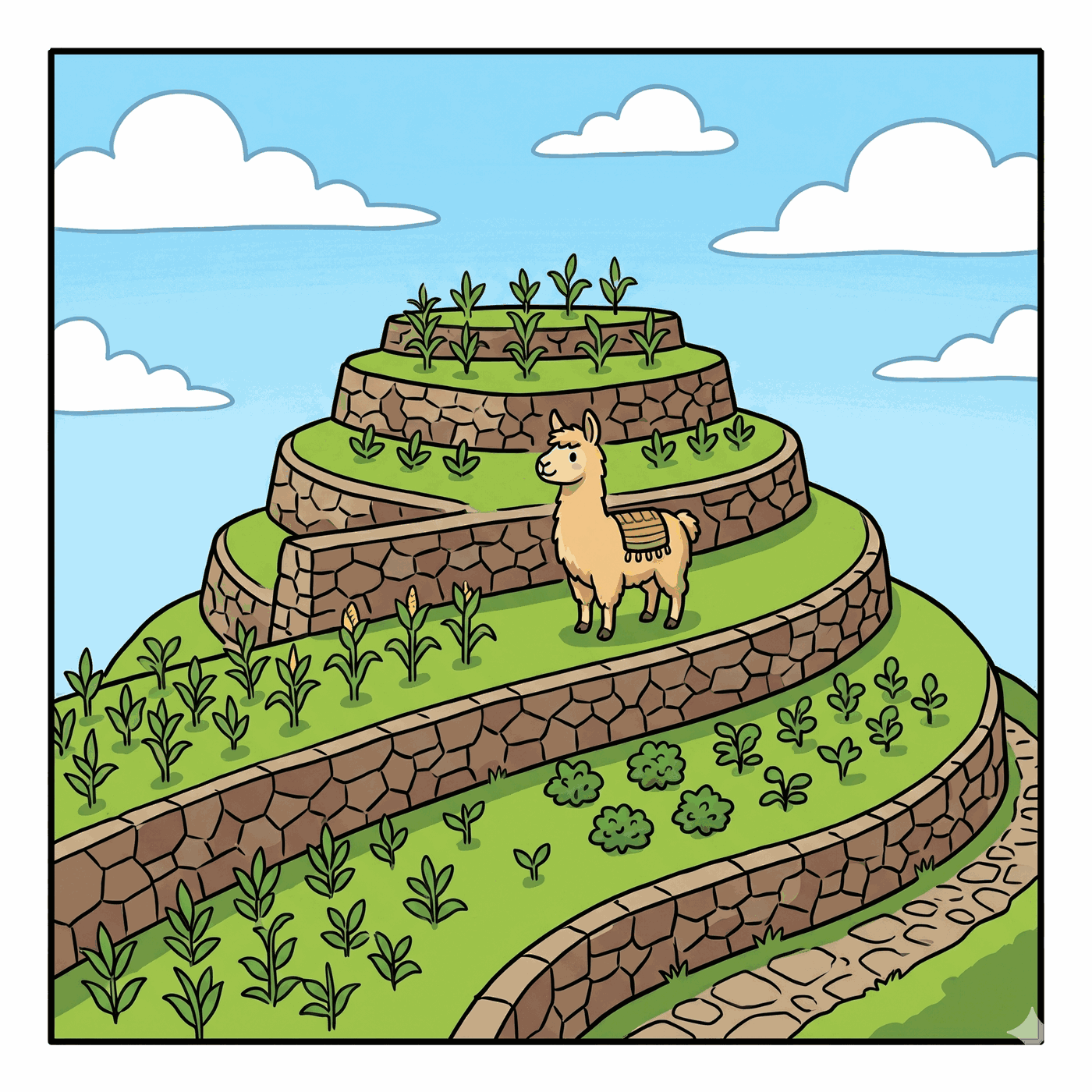 Terrazas de cultivo verdes en la ladera de una montaña andina
